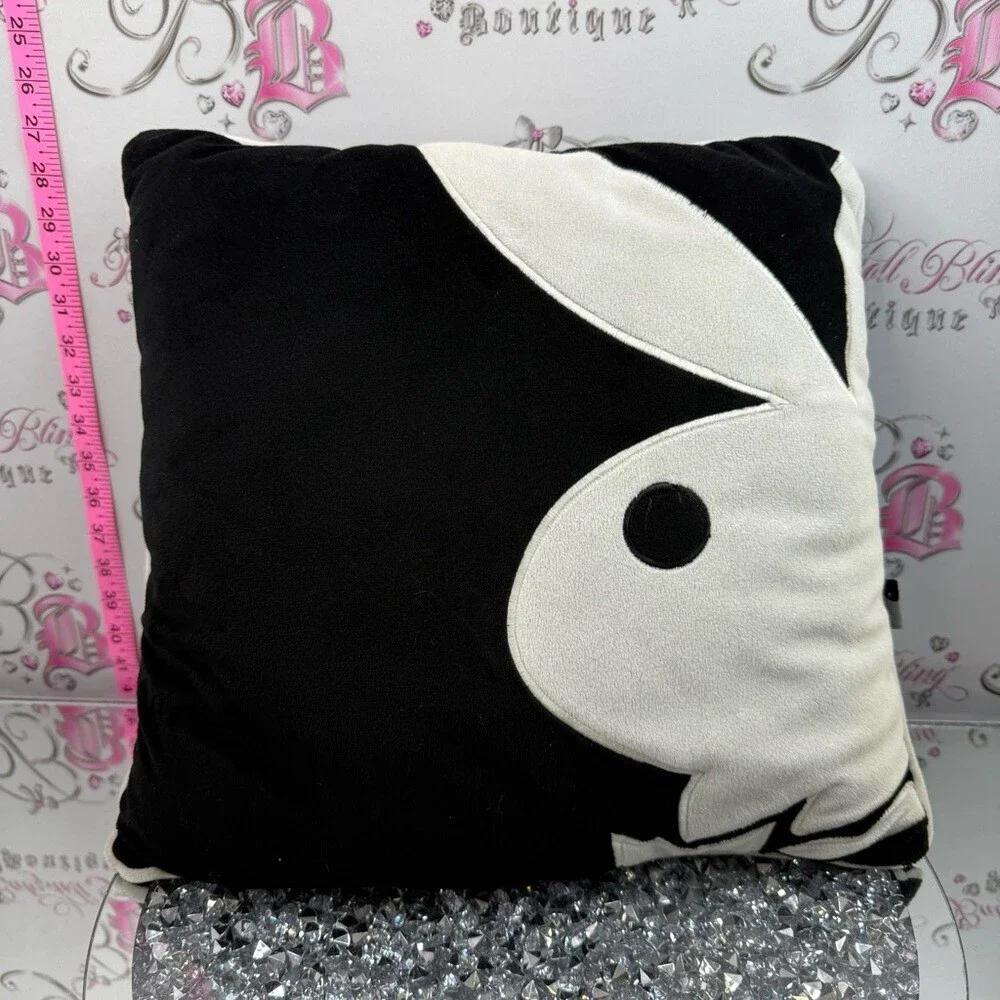 PLAYBOY bunny pillow y2k Black and White Bunny Logo Throw Pillow